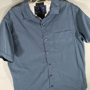 Rugby University Short Sleeve Button Up Shirt Mens Size Medium Blue India Cotton